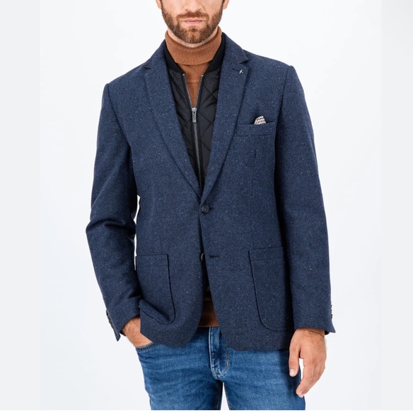 Like new Vintage Blazer Tweed Wool Blue Old Money Classic Business Casual Sz 42R - Picture 2 of 13